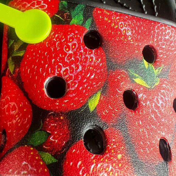 Crocs Classic Hyperreal Slide Sandals Strawberries Black Red Unisex M9/W… - Picture 5 of 7